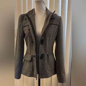 Delta Women's Black and Gray Trench Coat M